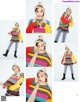 A collage of photos of a woman wearing a colorful sweater and hat.